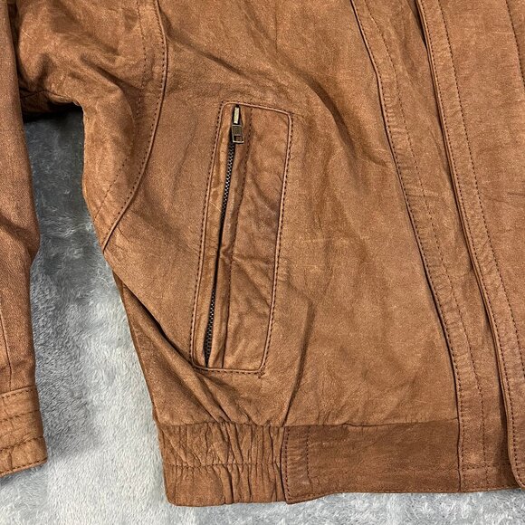Vintage Global Identity G-III Men's Size L Brown Leather Bomber Jacket - Picture 5 of 14